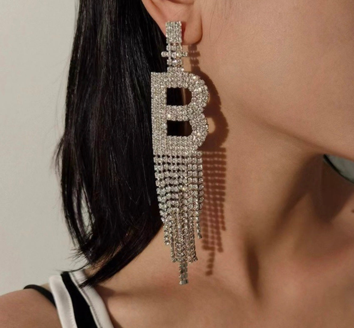 Rhinestone Initial Earrings (Pre-order)