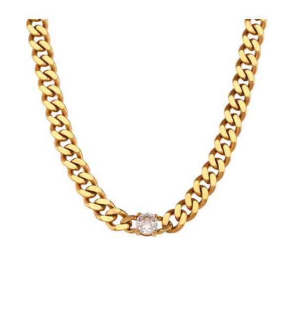 Cuban Chain Stone Necklace (Pre Order)